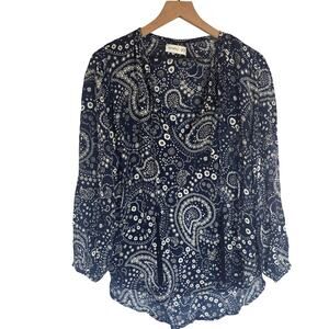 Faithfull The Brand‎ Alice Paisley Print Blouse Top Boho Long Sleeve Size US 8